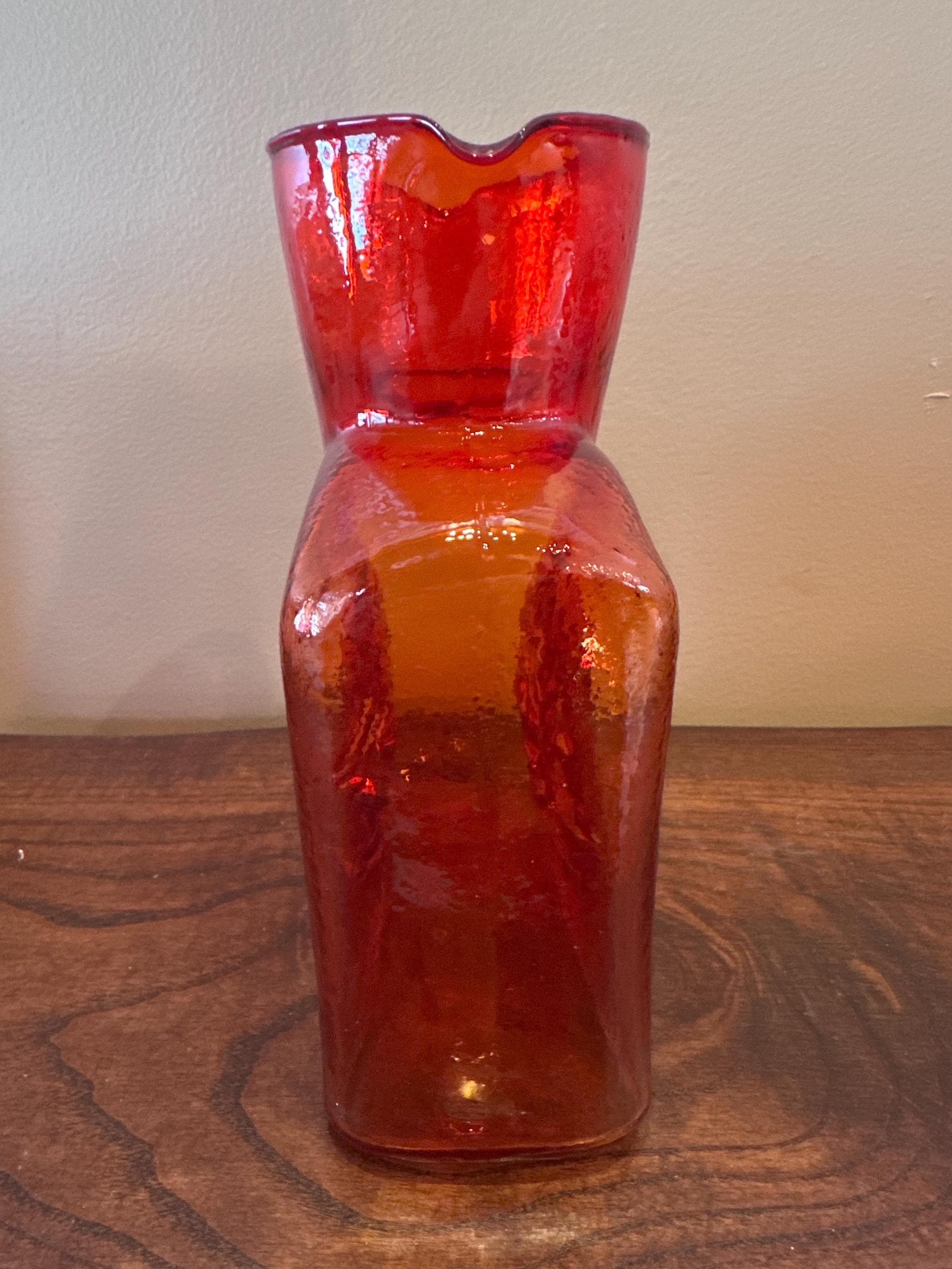 Vintage MCM Red/orange Glass Genie Bottles/decanters - Buyer's