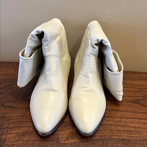 Vintage Modern Brazil Leather Cream Slouch Boots image 2