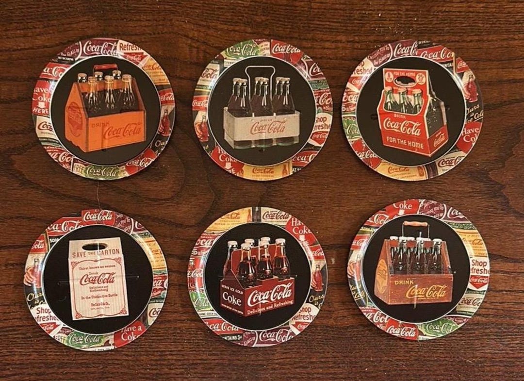 Coca-cola Vintage Metal Coasters Set of 6 - Etsy