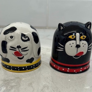 Vintage Carol Eldridge Cat and Dog Salt and Pepper Shakers