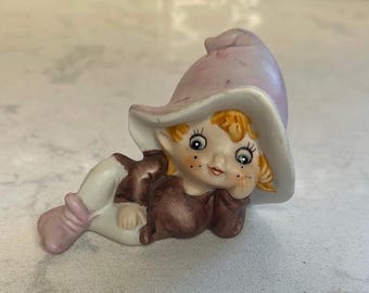 ヴィンテージ Homco チャーミングな茶色と白のエルフの置物 - Etsy 日本