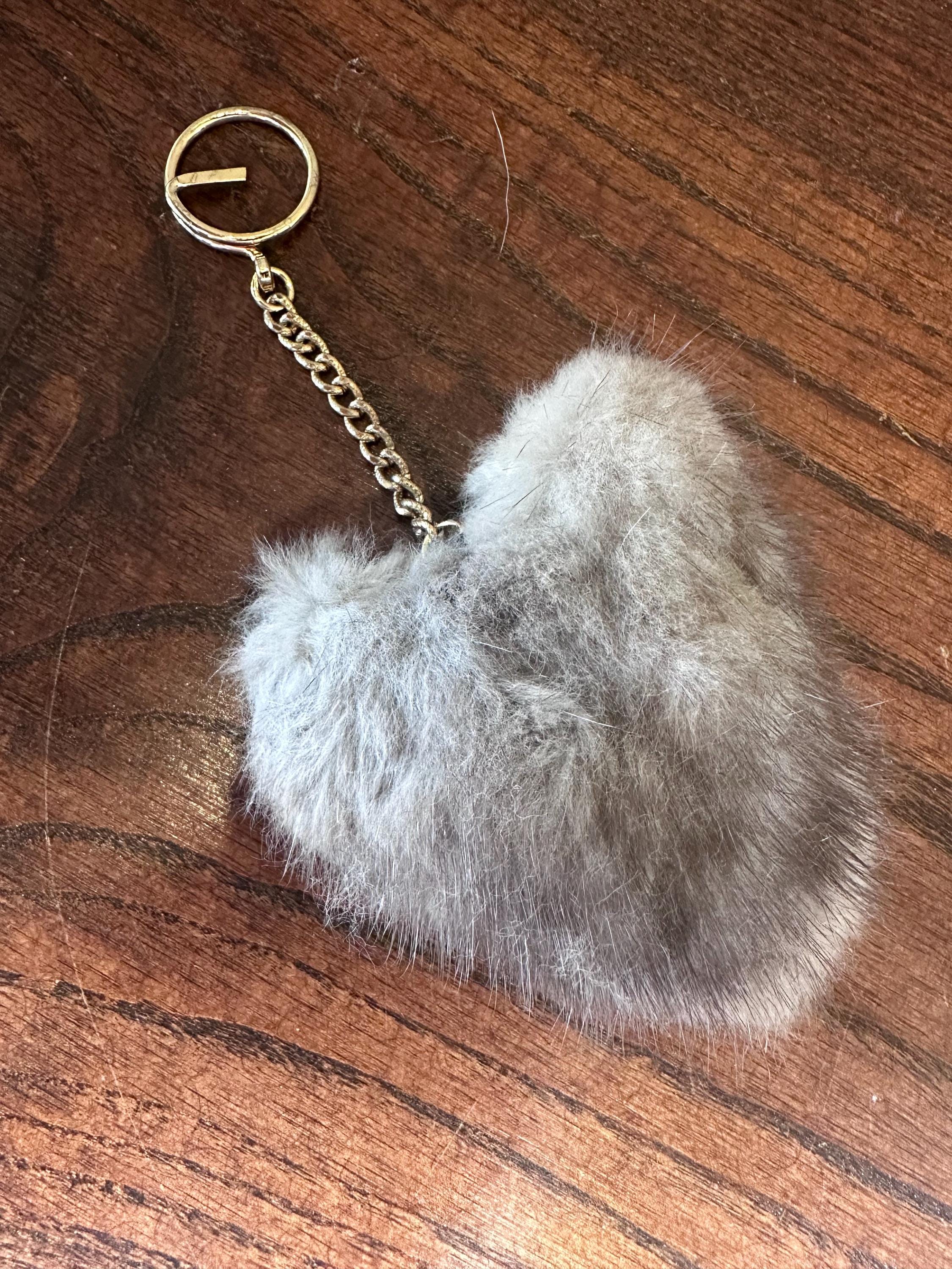 Porte-clés Pompon Fourrure Synthétique Long Blanc/marron Pour Sac à Main
