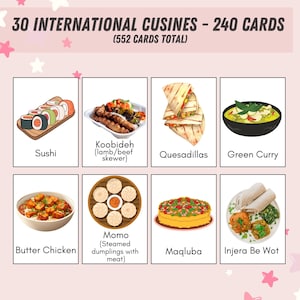552 LOT de cartes-éclair sur les aliments | 30 cuisines internationales | 14 principales catégories d'aliments | PDF imprimable | Lot ultime de cartes mémoire | Éducatif