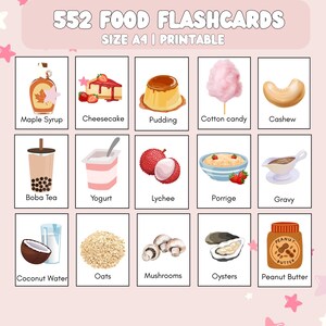 552 LOT de cartes-éclair sur les aliments | Ressources éducatives pour la classe | 45 catégories | Cuisine internationale | Flashcards imprimables | Préscolaire