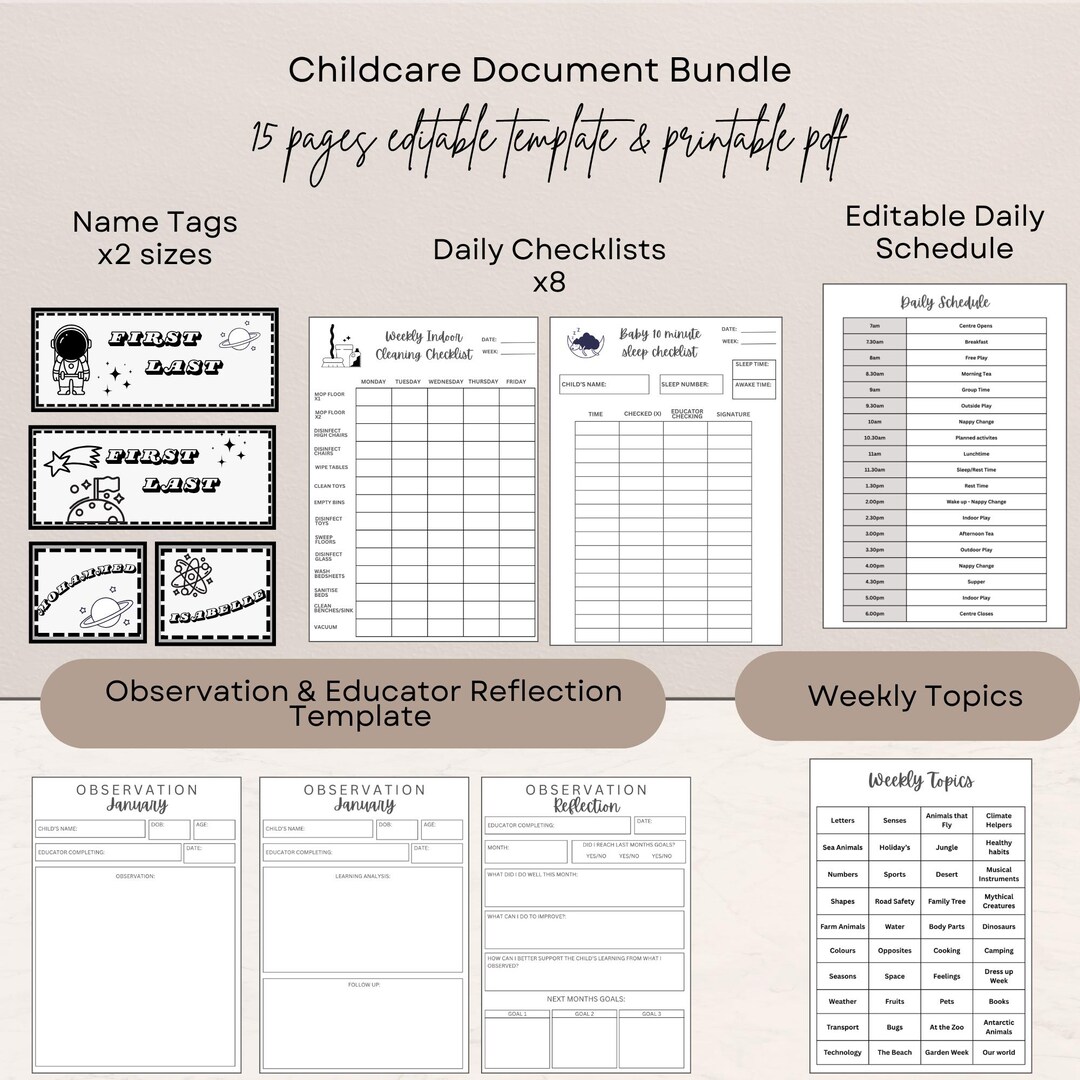 Editable Daycare Forms | Daily Schedule & Observation Template ...