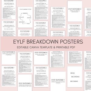 EYLF Outcome Posters b&w | Early Years Learning Framework Planning Cycle | Editable Template |  Printable PDF | Childcare Educator Resources