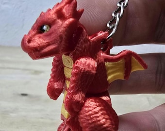 Baby Dragon Flexi Keychain – Scruffed Mini Dragon Fidget Toy, Includes Key Ring & Chain