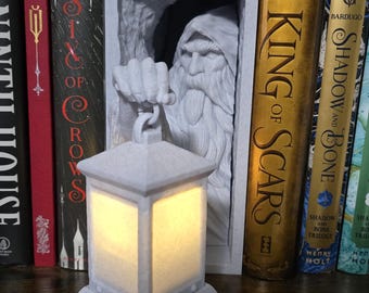 Dark Ages Book Nook with Light – Medieval Bookshelf Insert | Illuminated Historical Decor