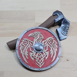 Norse Viking Axe & Shield Fridge Magnet | 3D Printed Nordic Mythology Kitchen Decor