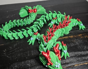 Mistletoe Dragon | Articulated Flexible 3D Printed Toy