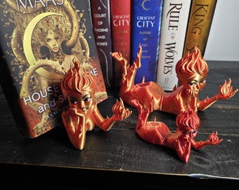 Lehabah Fire Sprite Figurine – Book Stand & Decor | Crescent City–Inspired 3D Print