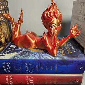 Lehabah Fire Sprite Figurine – Book Stand & Decor | Crescent City–Inspired 3D Print Decor Statue