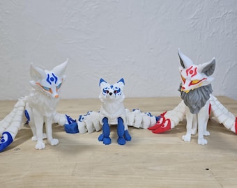 Kitsune – Nine Tailed Fox - Articulated, flexible, 3d printed in PLA