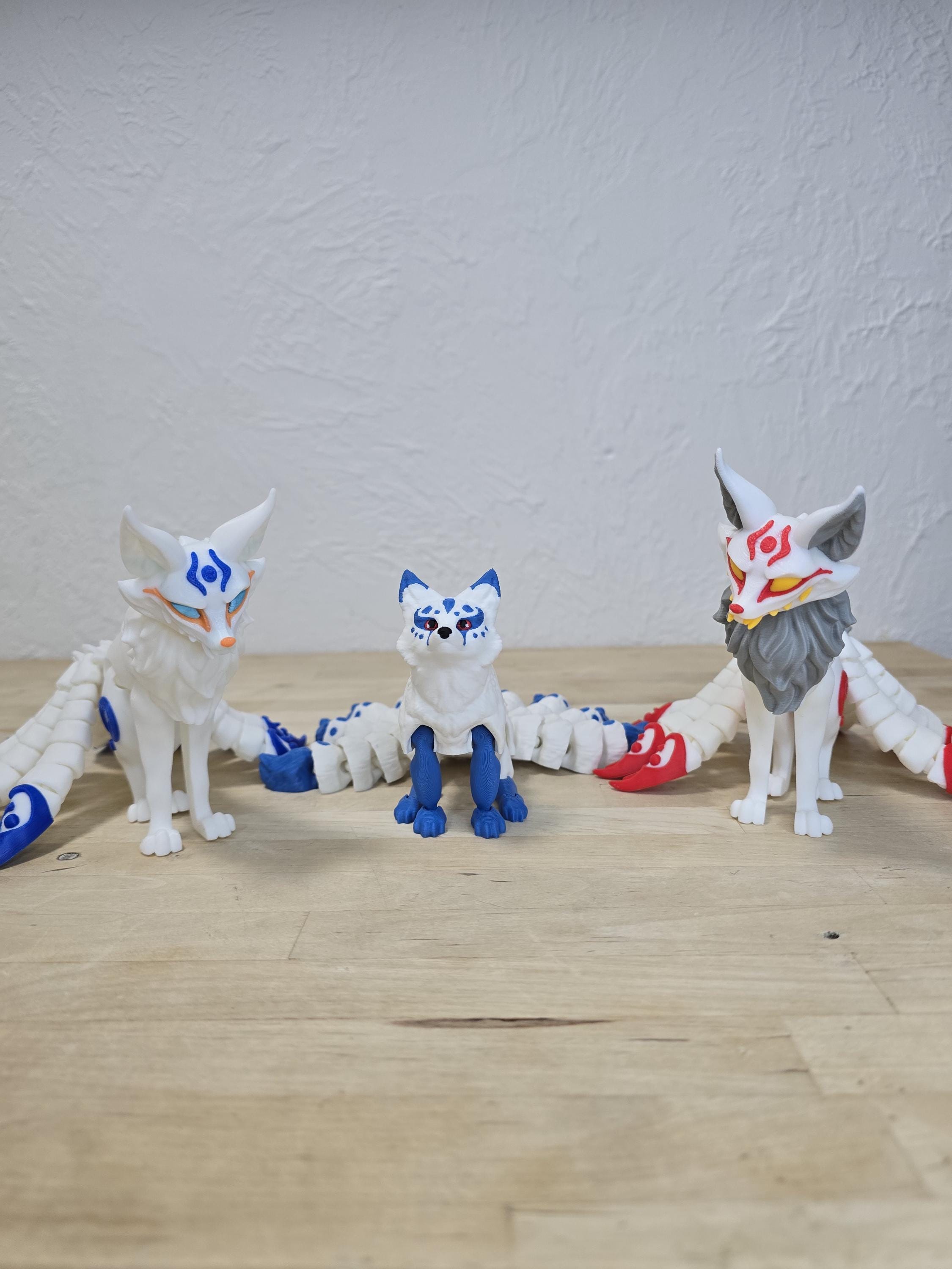 Kitsune – Nine Tailed Fox - Articulated, Flexible, 3d Printed in