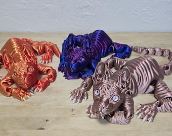 Articulated Sphynx Cat Figurine: 3D Printed Flexi Gothic Pet