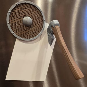 Norse Viking Axe & Shield Fridge Magnet | 3D Printed Nordic Mythology Kitchen Decor