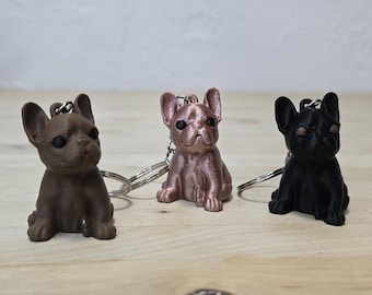 French Bulldog keychain - 3d printed in PLA. Includes key ring and chain.