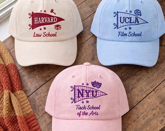 Czapka studencka z haftem na zamówienie – spersonalizowana czapka na zakończenie studiów, styl Harvard UCLA NYU, prezent z haftem imienia i roku