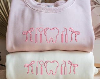 Dental Embroidery Design, Tooth Outline Embroidery File, Dentist Tools Machine Embroidery Pattern, Cute Dental Hygienist, Digital Download