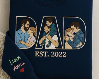 Felpa personalizzata con ricamo per papà, ritratto di famiglia personalizzato, regalo per la festa del papà