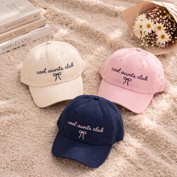 Cool Aunts Club Hat, Embroidered Aunt Gift, Cute Minimal Cap, Vintage Style Baseball Hat