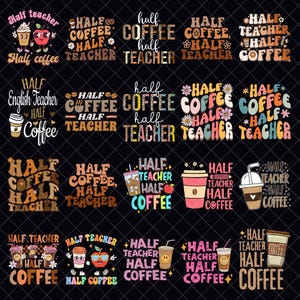 Paquete de imágenes PNG de mitad profesor, mitad café, profesor divertido, puntos dálmatas, profesor retro, regreso a clases, agradecimiento al profesor