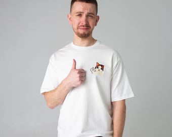 T-shirt surdimensionné Crying Cat - T-shirt esthétique amusant pour les amoureux des chats
