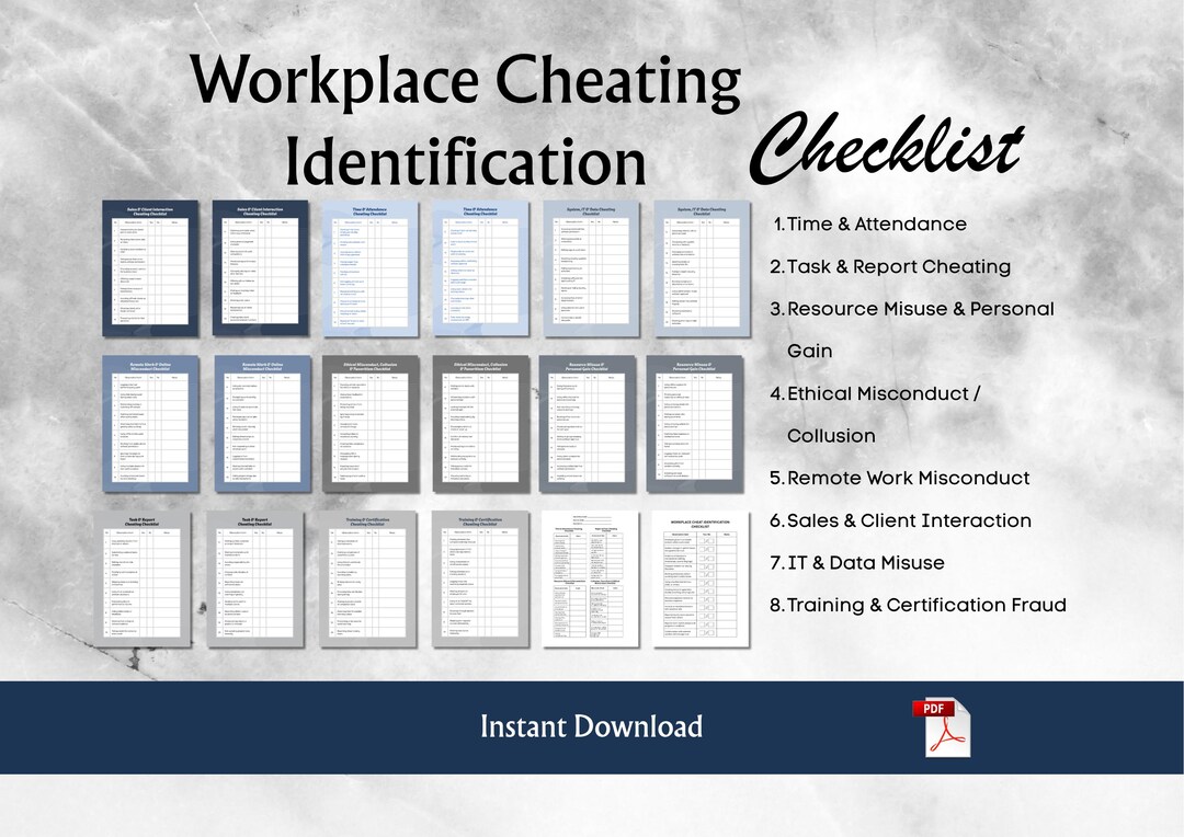 Work Ethic Checklist Workplace Misconduct Checklist: HR Ethics Audit Forms (digital Download ...