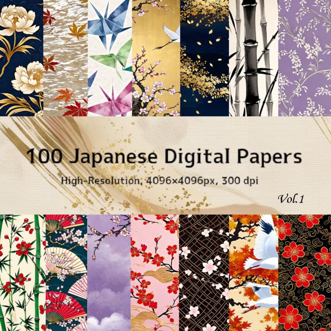 Japanese Pattern Pack Japanese Digital Paper Bundle - 100 Traditional Japanese Patterns ...