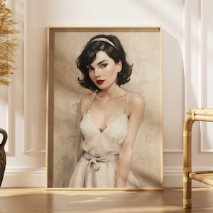 Vintage Woman Portrait Print: Elegant Feminine Home Decor (Digital Download