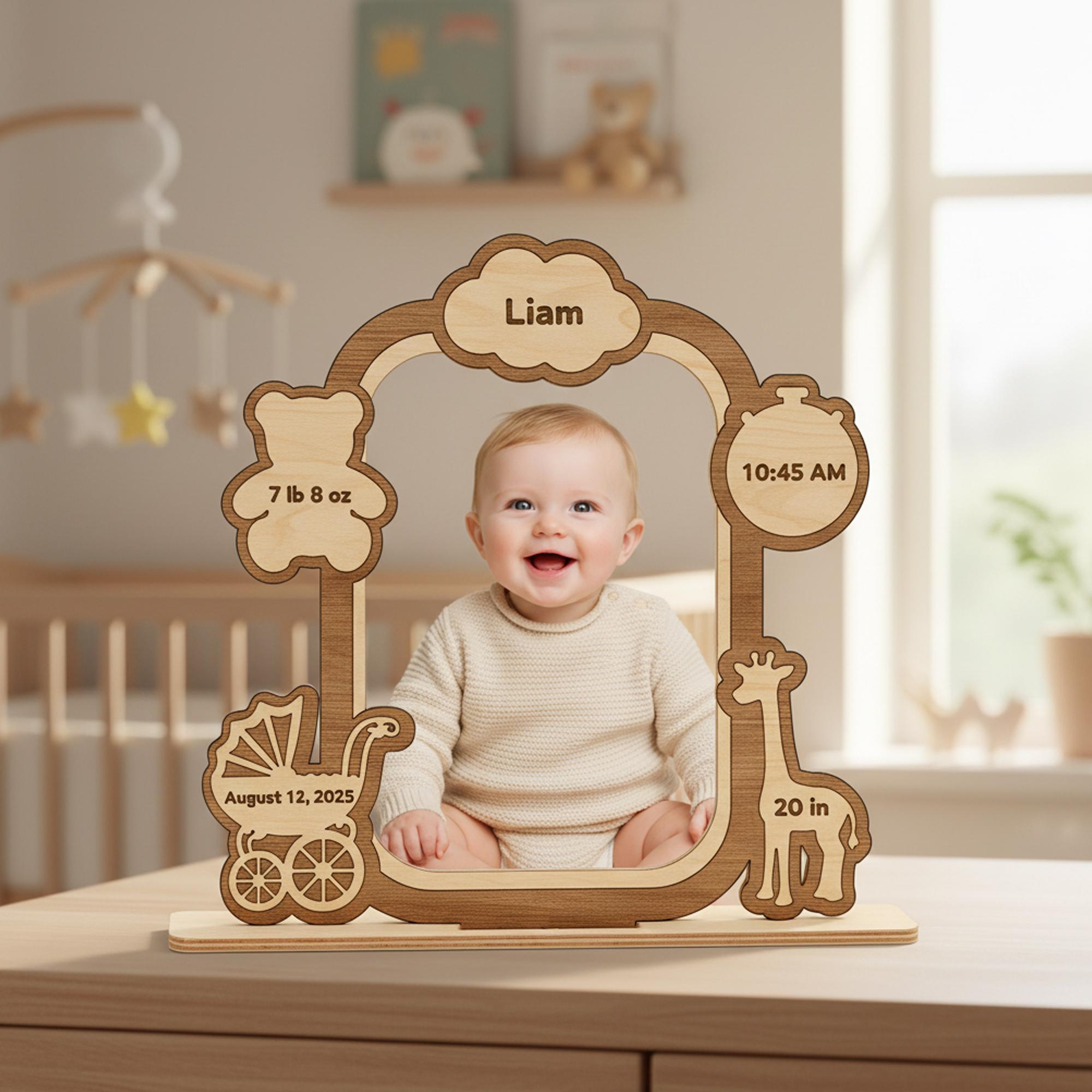 Baby Photo Frames Laser Cut, Customized Photo Frame, Baby Birth ...