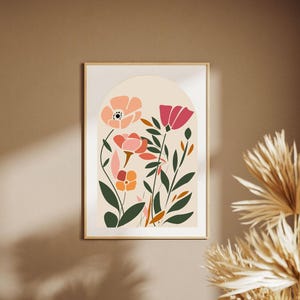 Abstract Floral Botanical Print: Mid-Century Modern Wall Art (Digital Download)