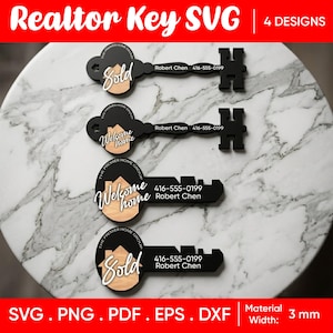 Realtor Key, Realtor Marketing Reversible Key Laser File Svg, Double Sided Key Svg Photo Prop, Glowforge Sold Key, New Home Key Real Estate.