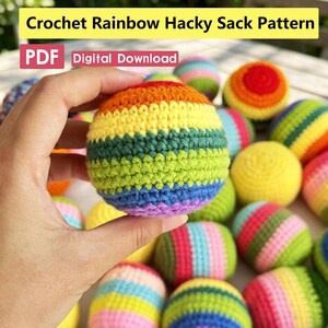 Crochet Hacky Sack Pattern PDF | DIY Rainbow Juggling Ball Footbag,Stress Relief Toy,Kids Outdoor Toy,Instant PDF Download,Beginner Friendly