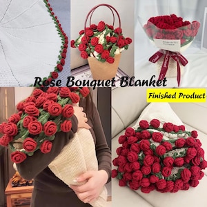 Surprise Crochet Rose Bouquet Blanket,Handmade Finished Product,Rose Bouquet Blanket,Hug Bouquet Blanket Gift,Mother&#39;s Day Gift,Gift for her