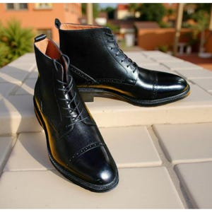 Handmade Black Leather Cap Toe Boots – Formal & Casual