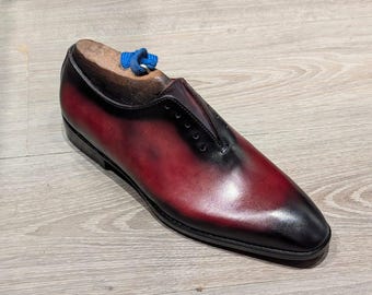 Echte Handarbeit aus Lederkleid Schuhe - Pamplona Burgund