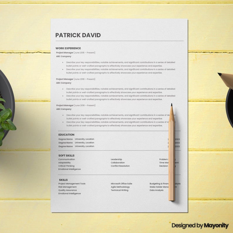 Professional Resume Template – Modern & Minimalist Design - Etsy