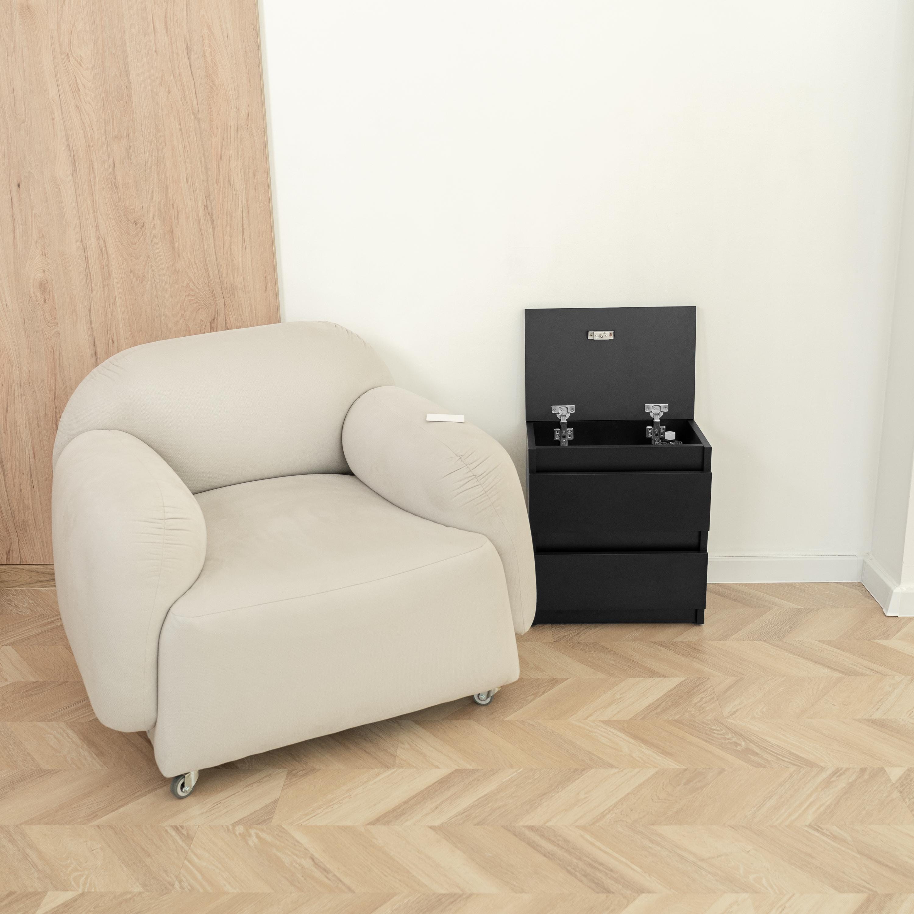 Nightstand with 2 Drawers & Hidden RFID Safe – Modern Bedside Cabinet for Secure Storage, Compact Bedroom Furniture