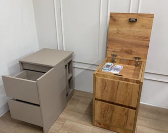 組み立て済みスマート家具、母の日ギフト、ベッドサイドの安全な収納スペース、FRIDロック付き隠し金庫ナイトスタンド