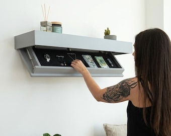 Hidden Wall Shelf with RFID Lock | Secret Floating Shelf Safe | Concealed Storage | Gift for Him | Father's Day Gift