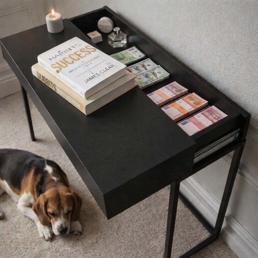 Card Key Safe Console Table, Hidden Lock Storage, Narrow Console ...