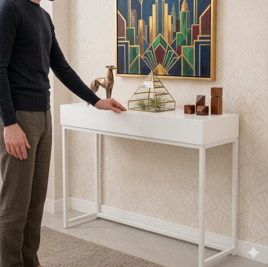 Multi Lock Hand Table Premium Entryway Table With Lock, Minimalist Console Table With Hidden ...