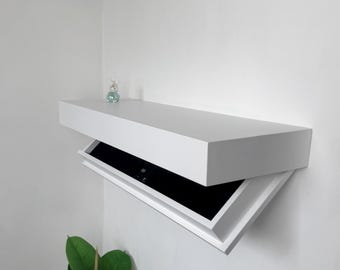 Hidden Shelf Safe | Secret Wall Safe with RFID Lock | Concealed Storage Drawer | Gift for Him | Father's Day Gift