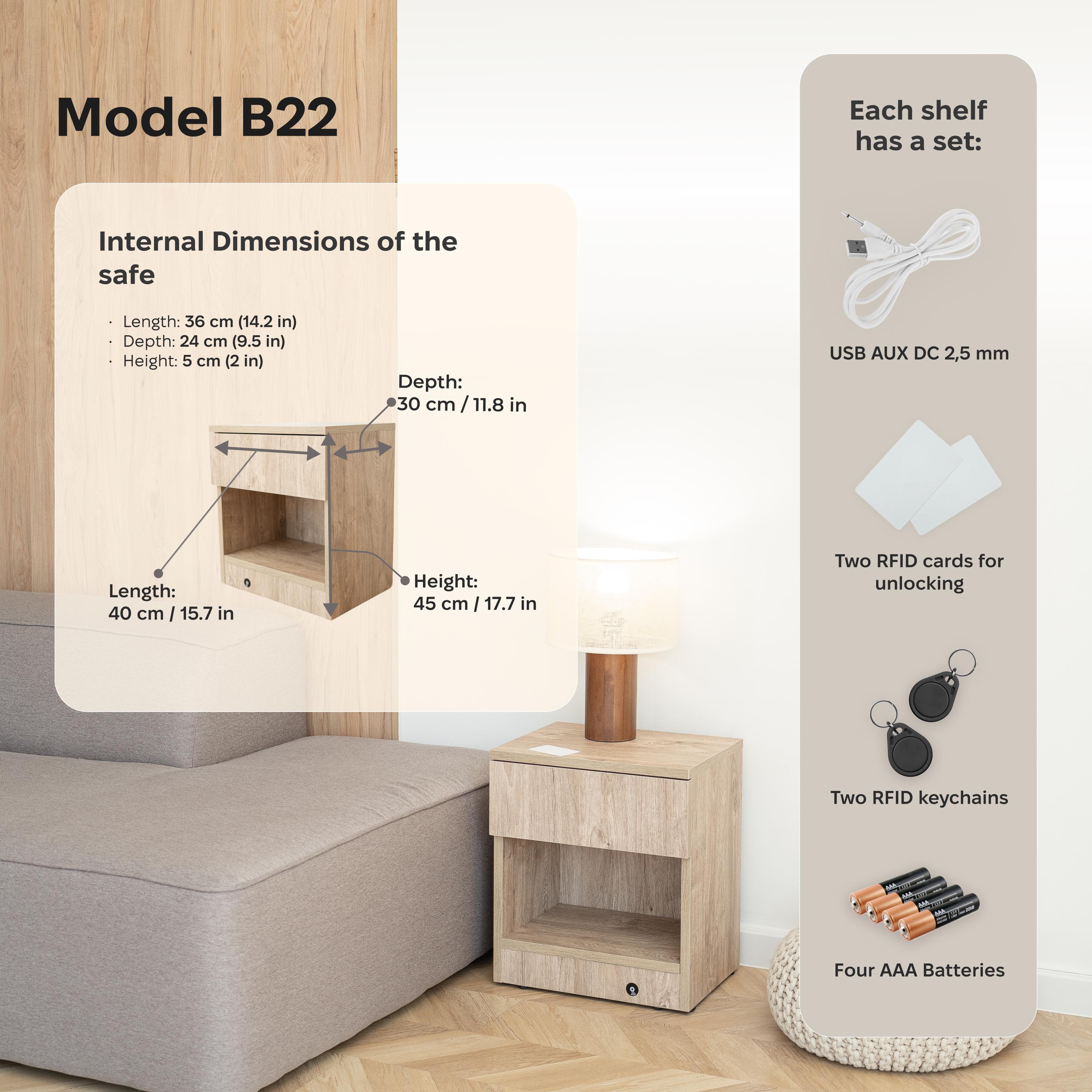 Lockable Nightstand With Hidden Compartment – RFID Smart Bedside