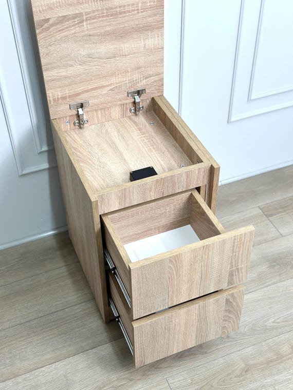 Hidden Compartment Nightstand with RFID Safe Lock, Modern Bedside Table with Secret Storage for Valuables, Unique Gift for Parents or Couple