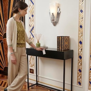 Console art déco de coffre-fort de couloir, table console avec rangement caché avec serrure, table d'entrée avec compartiment secret, cadeau d'anniversaire de grand-mère
