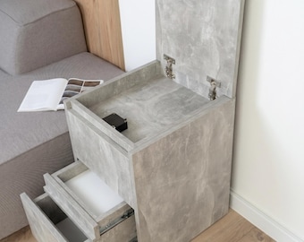 Modern Nightstand with Hidden Safe Lock — Bedside Table with 4 Secret Compartments for Secure Storage