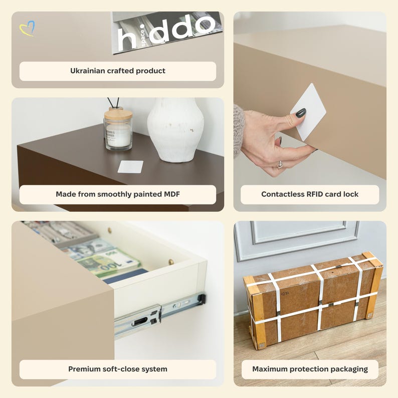 Hidden Wall Safe, Secret Concealed Shelf Storage Box With Key Lock ...