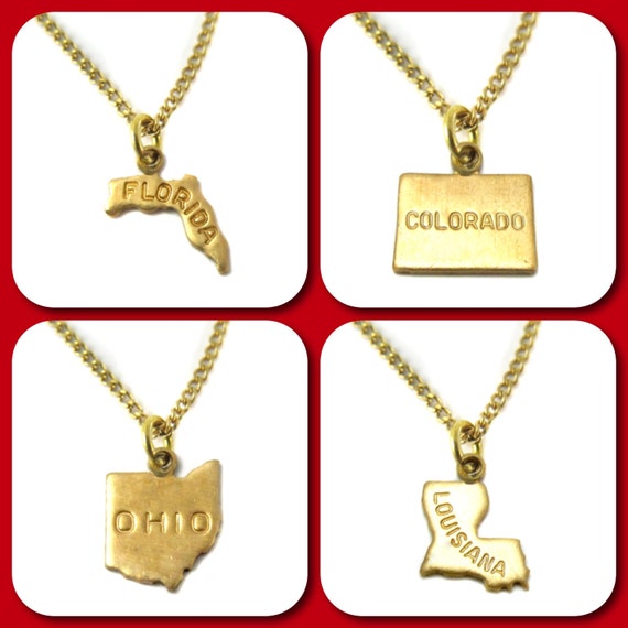 Items similar to State Charm Necklace You Choose on Etsy